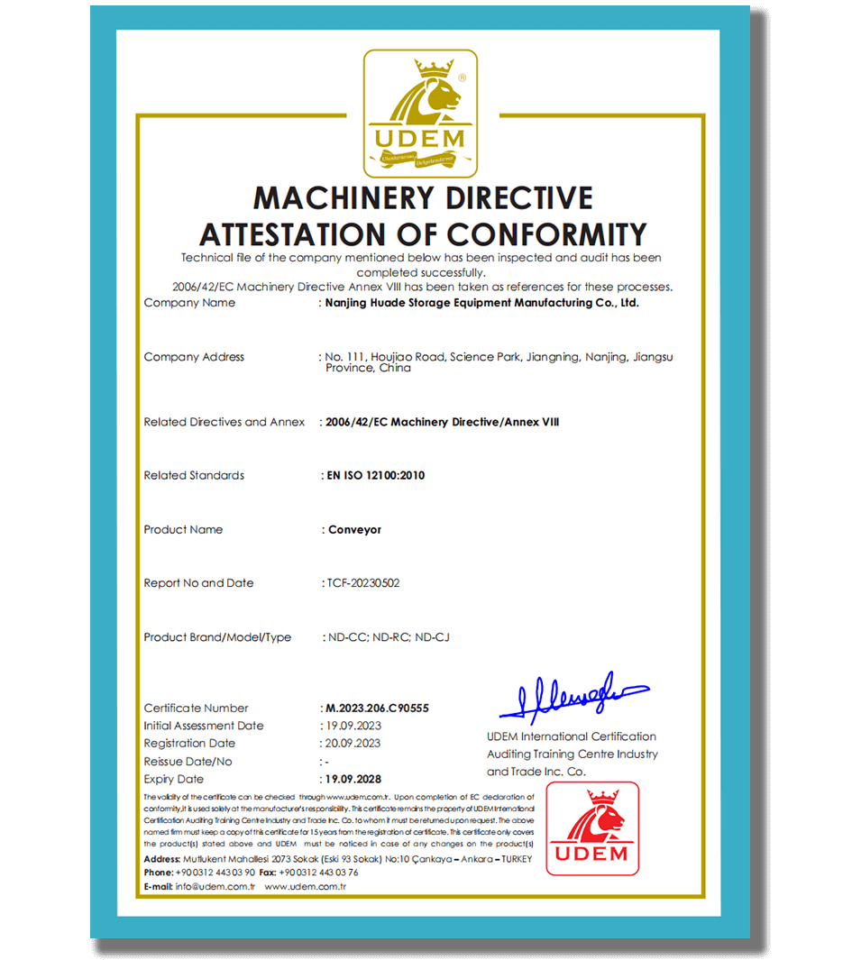 Hydglobalasrs conveyor International certification
