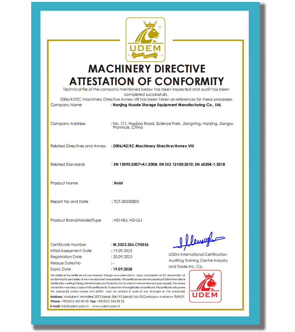 Hydglobalasrs hoist International certification