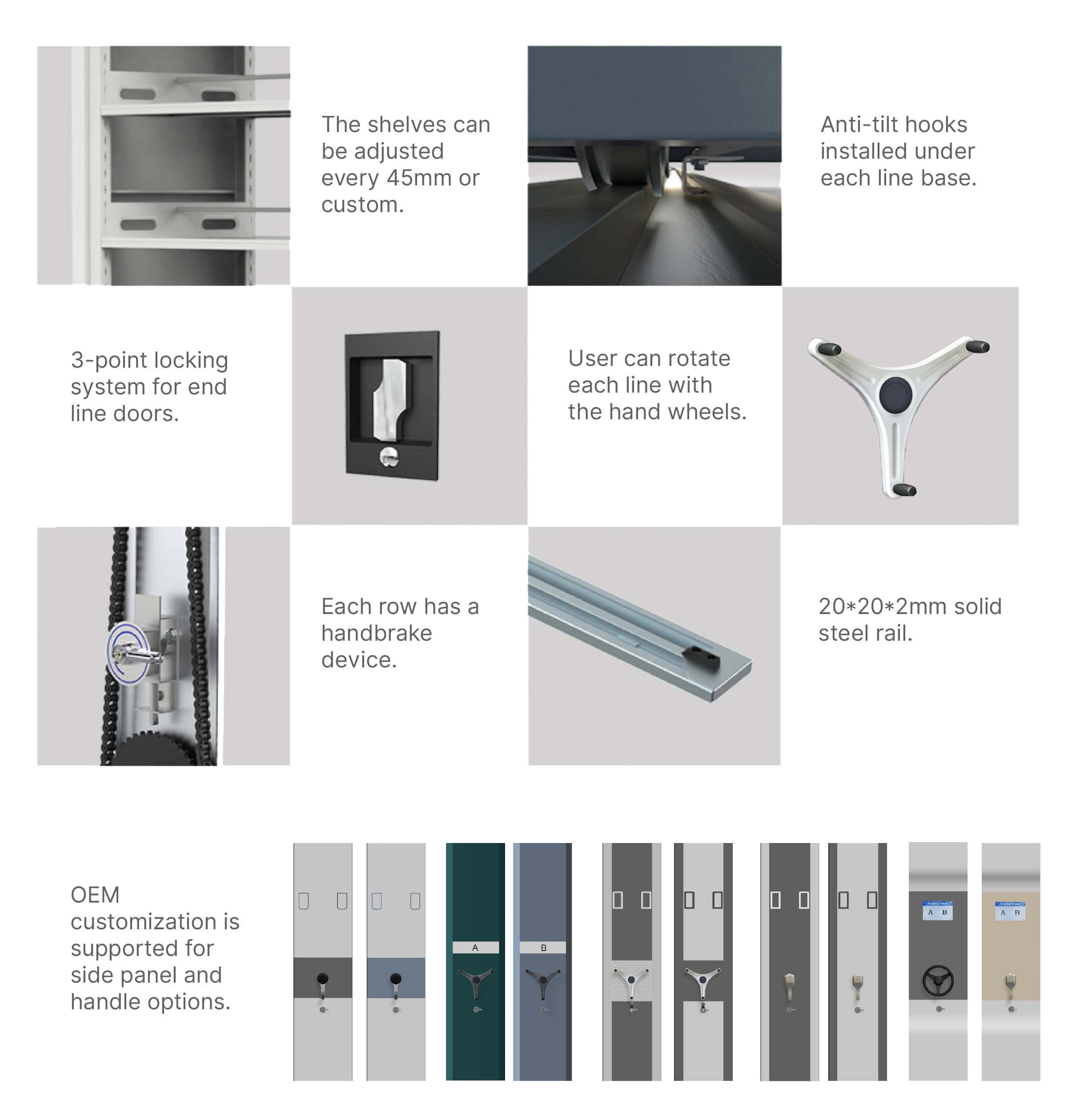 Mechanical-assist Mobile Shelving details