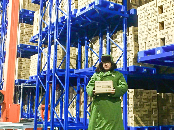 Stacker crane ASRS in cold storage warehouse